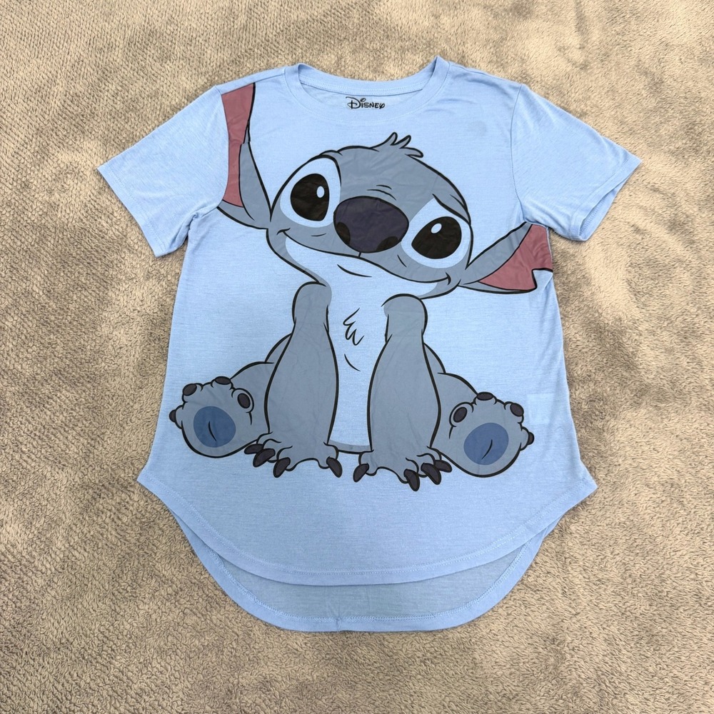 Disney Stitch T-Shirt Girl S (3-5) Blue Short Sleeve Graphic Hi-Low LT12101LC